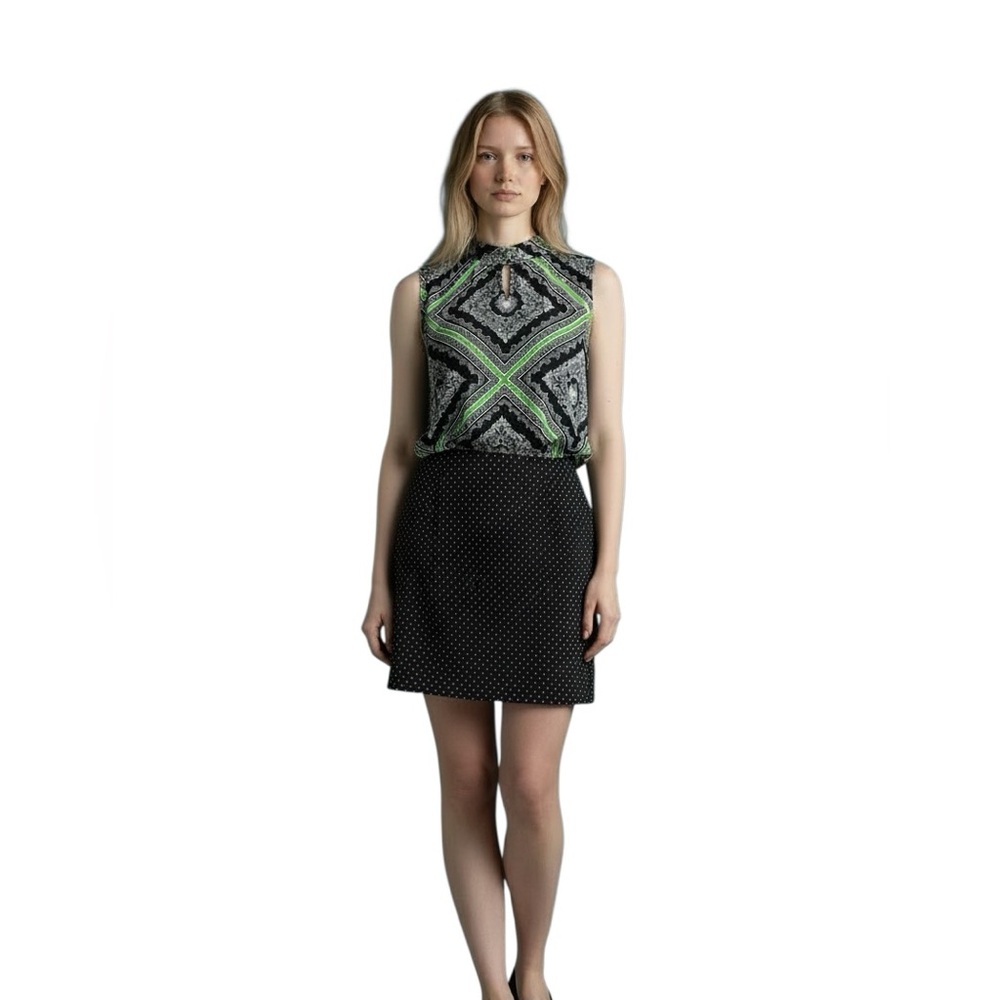 Tommy Hilfiger polkadot lined pencil skirt in navy and white